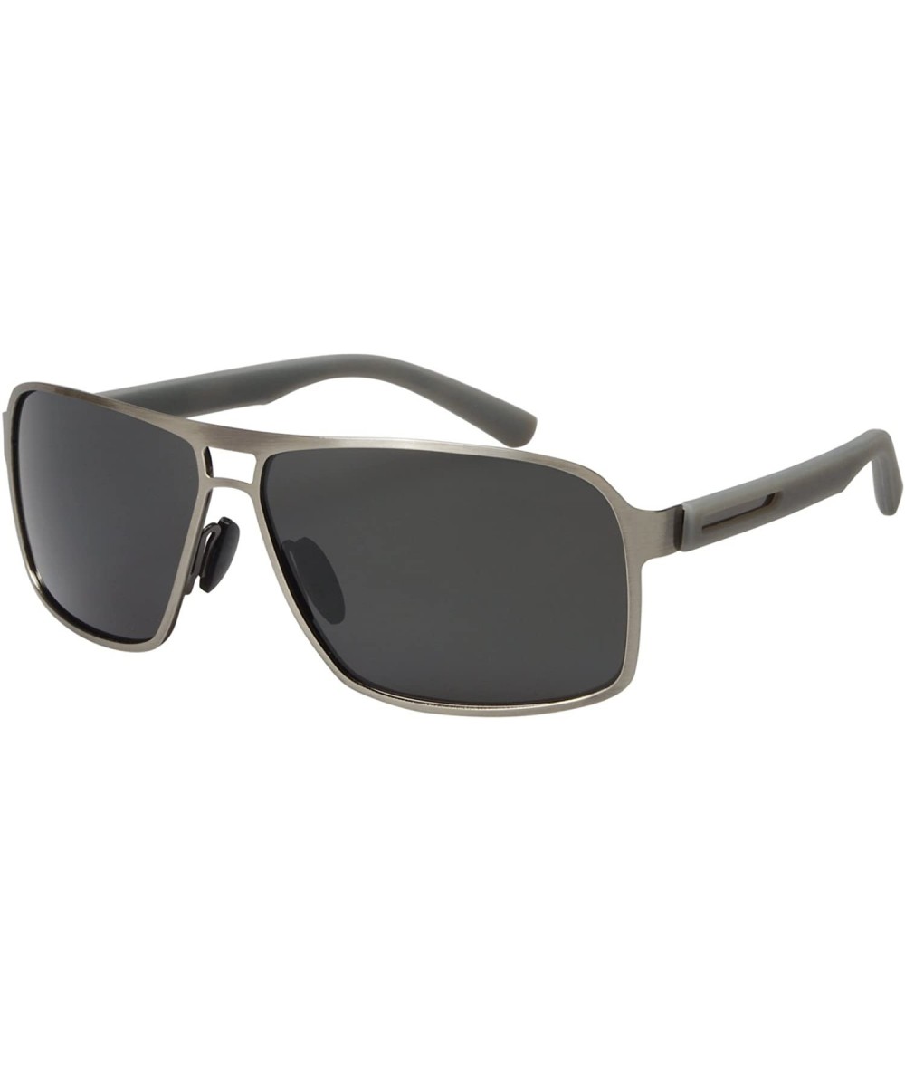 Oversized Large Size Polarized Square Sunglasses - Gunmetal Frame / Grey Lens - CH18RXM5DDZ $22.35