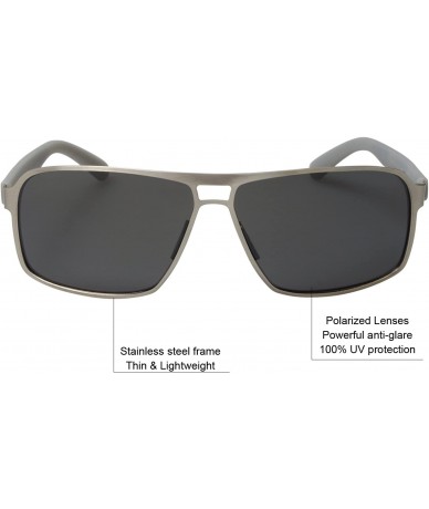 Oversized Large Size Polarized Square Sunglasses - Gunmetal Frame / Grey Lens - CH18RXM5DDZ $22.35