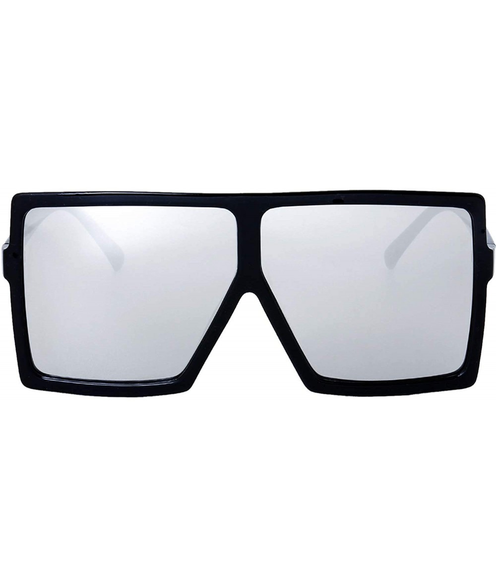 Square Large Oversized Fashion Square Flat Top Sunglasses - Exquisite Packaging - 2-black - CM18695E6KH $19.90