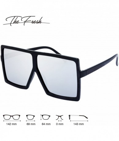 Square Large Oversized Fashion Square Flat Top Sunglasses - Exquisite Packaging - 2-black - CM18695E6KH $19.90