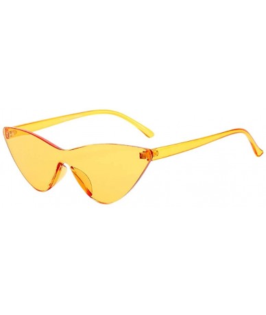 Cat Eye Cat Eye Rimless Sunglasses Eyewear Retro Eyeglasses for Women Men Candy-colored Sunglasses - Yellow - CP196R65GQ5 $17.66