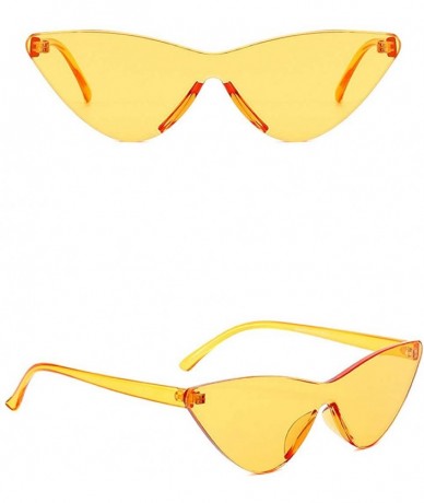 Cat Eye Cat Eye Rimless Sunglasses Eyewear Retro Eyeglasses for Women Men Candy-colored Sunglasses - Yellow - CP196R65GQ5 $17.66