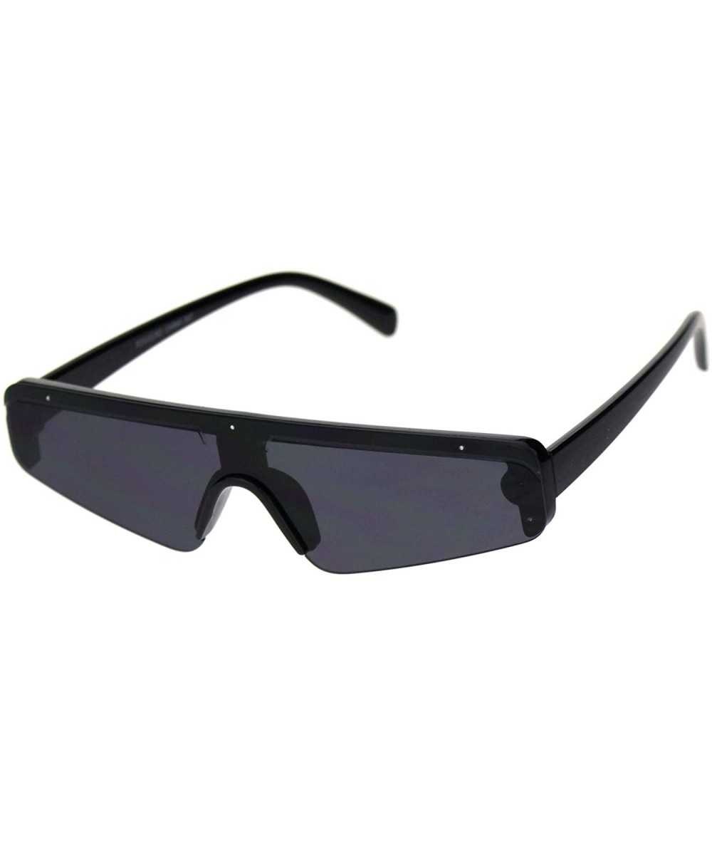 Rectangular Unisex Futuristic Sunglasses Slim Shield Style Mono Lens Shades UV 400 - Black (Black) - CD18WEHLK0I $20.05