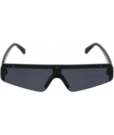 Rectangular Unisex Futuristic Sunglasses Slim Shield Style Mono Lens Shades UV 400 - Black (Black) - CD18WEHLK0I $20.05