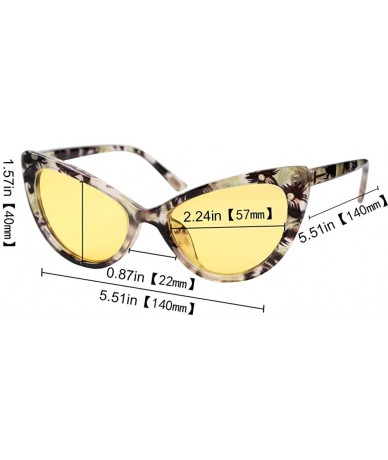 Butterfly Womens Oversized Fashion Cat Eye Eyeglasses Frame Large Reading Glasses - Yellow Floral Frame / Night Lens - CO18WW...