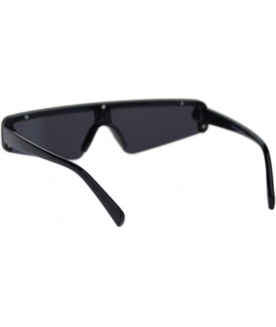 Rectangular Unisex Futuristic Sunglasses Slim Shield Style Mono Lens Shades UV 400 - Black (Black) - CD18WEHLK0I $20.05