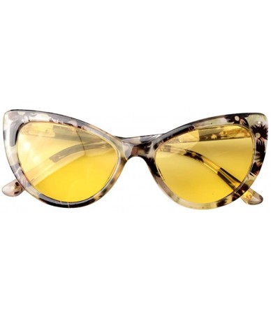 Butterfly Womens Oversized Fashion Cat Eye Eyeglasses Frame Large Reading Glasses - Yellow Floral Frame / Night Lens - CO18WW...