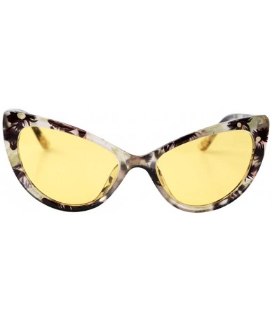 Butterfly Womens Oversized Fashion Cat Eye Eyeglasses Frame Large Reading Glasses - Yellow Floral Frame / Night Lens - CO18WW...