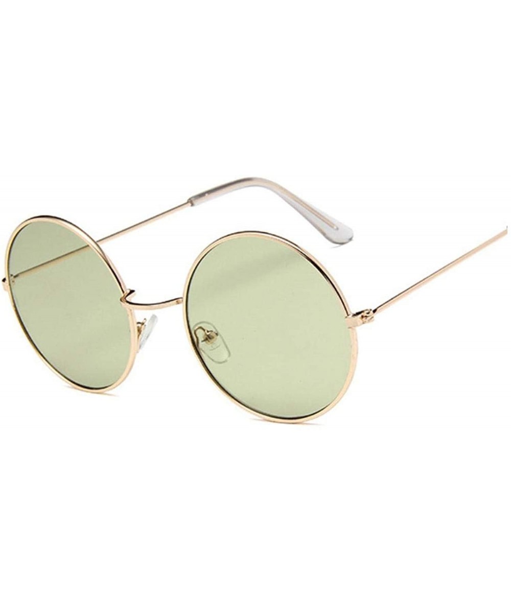 Round 2019 Retro Round Pink Sunglasses Women Er Sun Glasses Alloy Mirror Female Oculos De Sol Black - Goldgreen - C0198AI7DCE...