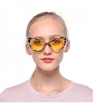 Butterfly Womens Oversized Fashion Cat Eye Eyeglasses Frame Large Reading Glasses - Yellow Floral Frame / Night Lens - CO18WW...