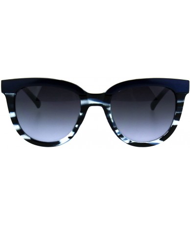 Rectangular Womens Minimal Horned Rim Plastic Eye Brow Trim Sunglasses - Blue Tortoise - CY184QO36MS $24.24