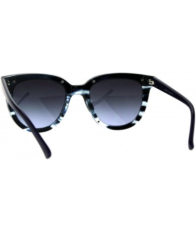 Rectangular Womens Minimal Horned Rim Plastic Eye Brow Trim Sunglasses - Blue Tortoise - CY184QO36MS $24.24