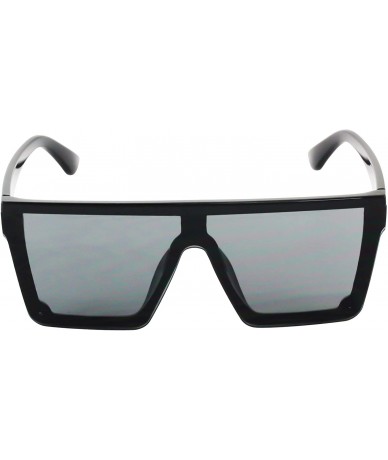 Square Oversized Flat Top Square VINTAGE RETRO SHIELD VISOR Style Aviator SUNGLASSES - P-frame Black - CX18TC7T55I $25.94