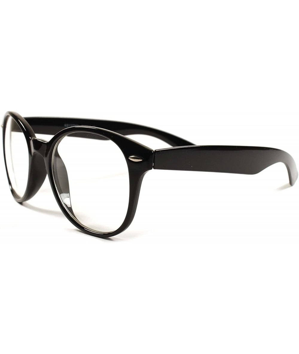 Oversized Stylish Classic Vintage Retro Nerd Geek Round Oversized Lens Glasses Frame - Black - CM189ARW5II $23.74