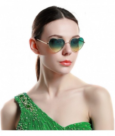 Aviator Fashion Rimless Frame Women Oversized Cute Love Heart Shape Sunglasses Eyewear C2876 - Green - CV11XIDJYKZ $33.45