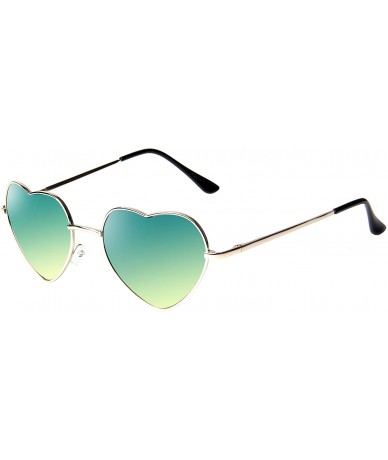 Aviator Fashion Rimless Frame Women Oversized Cute Love Heart Shape Sunglasses Eyewear C2876 - Green - CV11XIDJYKZ $33.45