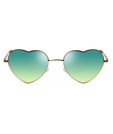 Aviator Fashion Rimless Frame Women Oversized Cute Love Heart Shape Sunglasses Eyewear C2876 - Green - CV11XIDJYKZ $33.45