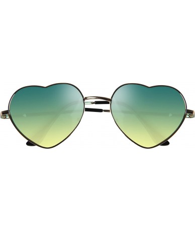 Aviator Fashion Rimless Frame Women Oversized Cute Love Heart Shape Sunglasses Eyewear C2876 - Green - CV11XIDJYKZ $33.45