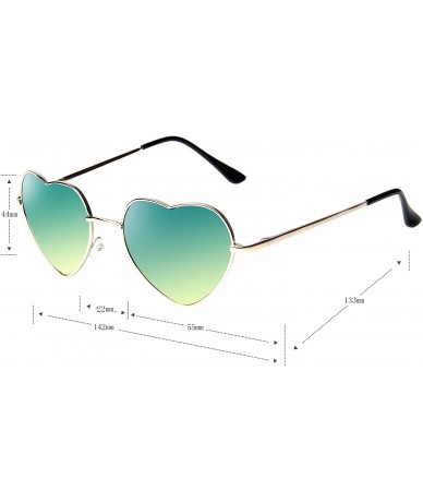 Aviator Fashion Rimless Frame Women Oversized Cute Love Heart Shape Sunglasses Eyewear C2876 - Green - CV11XIDJYKZ $33.45