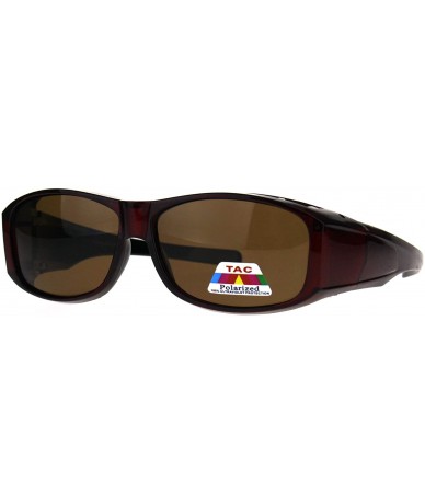 Rectangular Polarized Anti-glare Lens Classic Minimal Mod Fit Over Sunglasses - Red - CX1876QDOUD $23.54