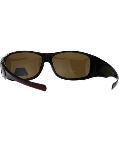 Rectangular Polarized Anti-glare Lens Classic Minimal Mod Fit Over Sunglasses - Red - CX1876QDOUD $23.54