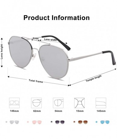 Oversized Oversized Aviator Sunglasses Mirrored Flat Lens for Men Women UV400 SJ1083 - C1 Silver Frame/Silver Mirrored Lens -...