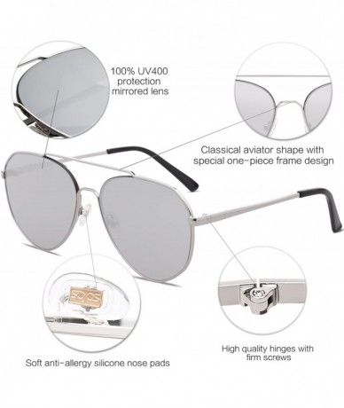 Oversized Oversized Aviator Sunglasses Mirrored Flat Lens for Men Women UV400 SJ1083 - C1 Silver Frame/Silver Mirrored Lens -...