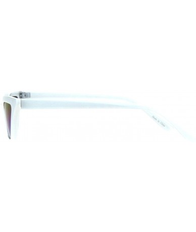 Cat Eye Womens Squared Thin Plastic Minimalist Cat Eye Sunglasses - White Rainbow Mirror - C718IIL27II $19.05