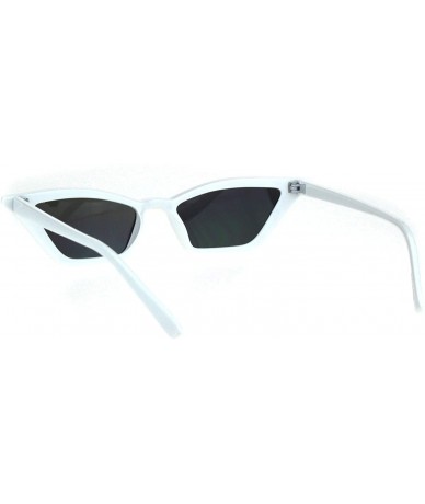 Cat Eye Womens Squared Thin Plastic Minimalist Cat Eye Sunglasses - White Rainbow Mirror - C718IIL27II $19.05