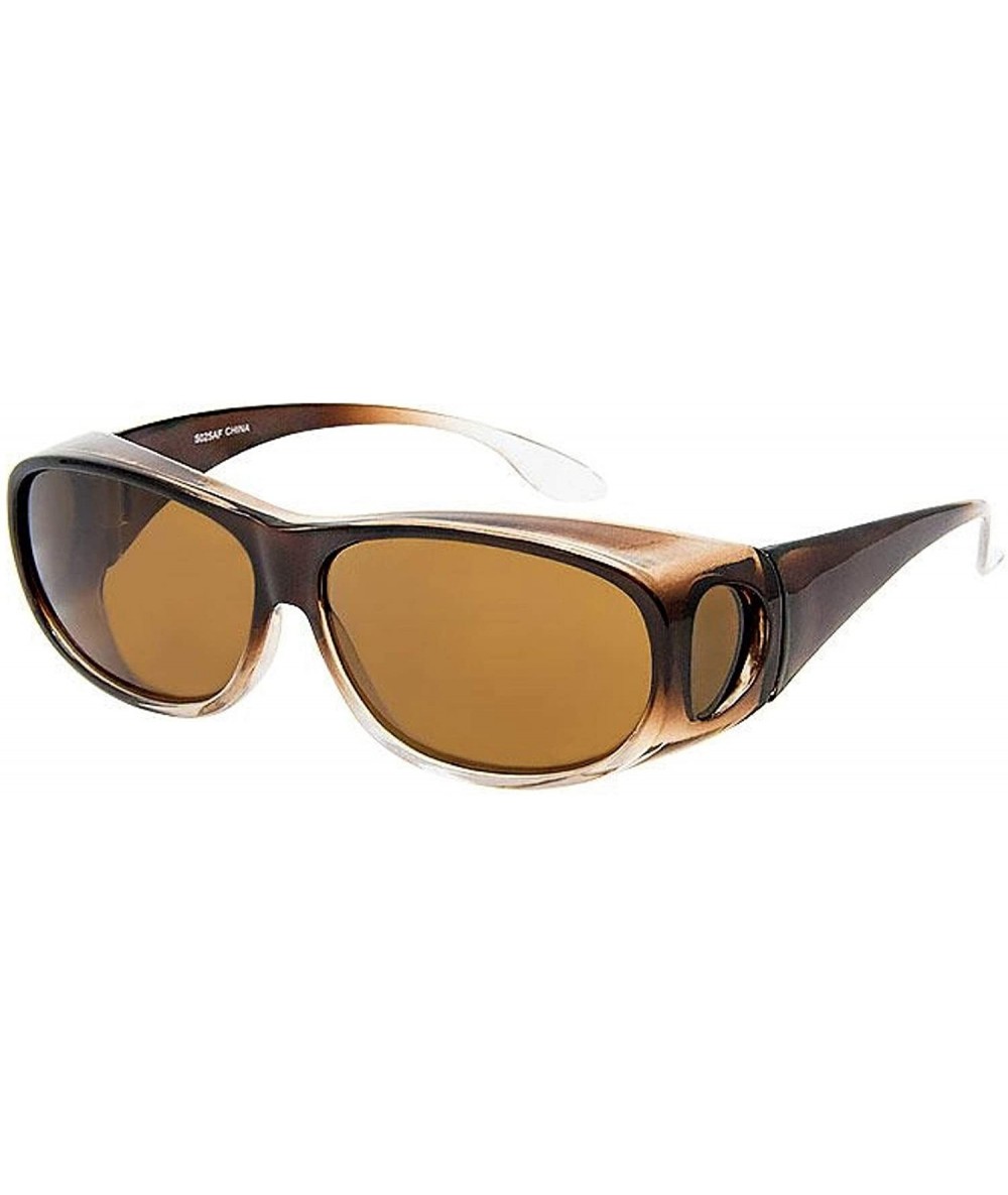 Wrap The Bella Colorful Two Tone Ombre Fit Over OTG Oval Sunglasses - Cover Over Glasses - Brown - CZ18ZQ5GISQ $22.59