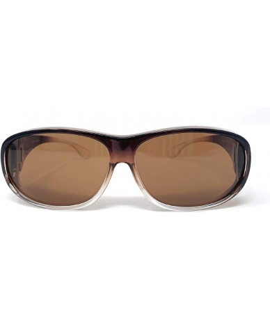 Wrap The Bella Colorful Two Tone Ombre Fit Over OTG Oval Sunglasses - Cover Over Glasses - Brown - CZ18ZQ5GISQ $22.59