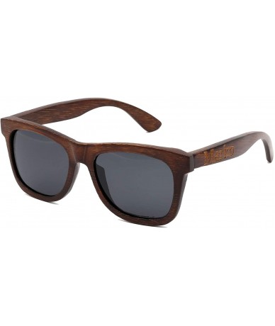 Wayfarer Personalized Ebony Wooden Polarized Mirrored Unisex Sunglasses - Sunglasses Without Bamboo Box - C718522RTDR $31.96