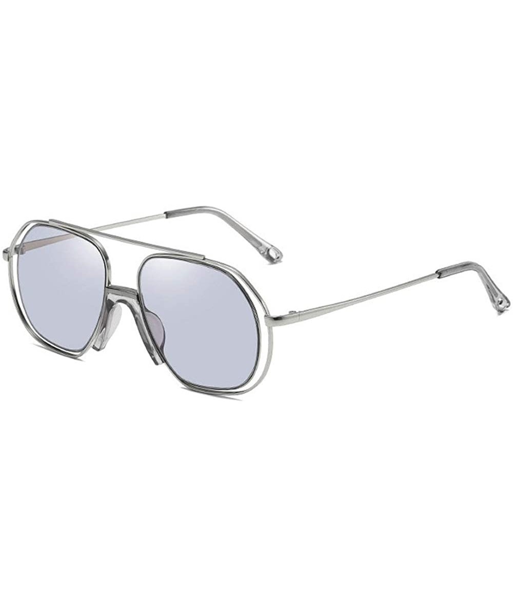 Square New Ocean Trend Sunglasses Fashion Hollow Ladies Luxury Men's Metal Sunglasses UV400 - Grey - C2194RYRRWI $23.73