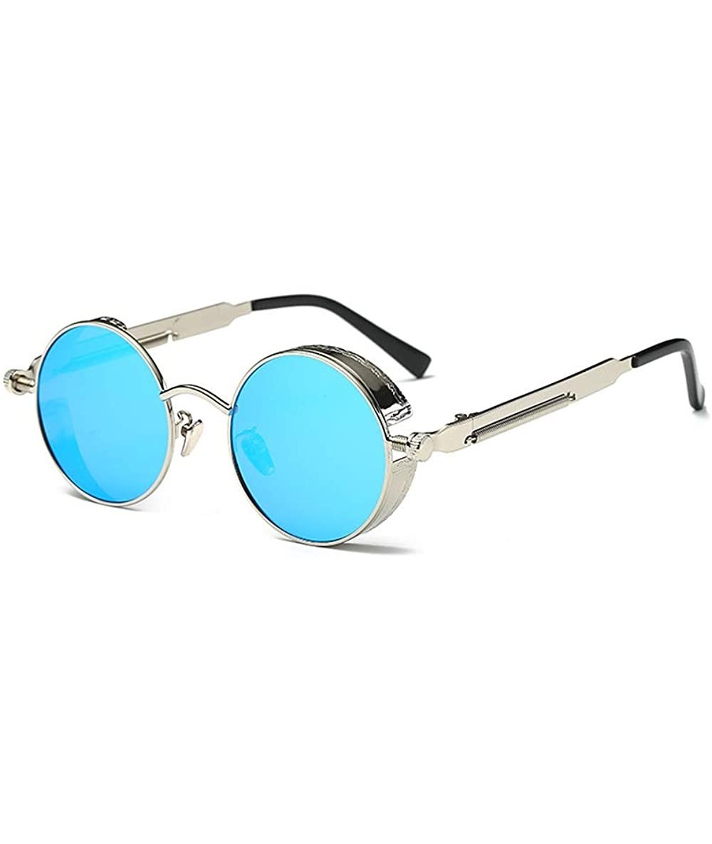 Round KATCOCO Retro Round Circle Steampunk Sunglasses WITH CASE Metal Alloy for Women Men - CA18SKXWOHG $23.34