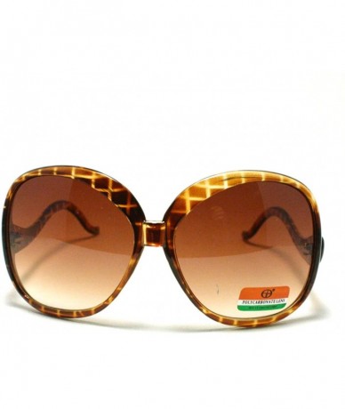 Oversized Womens Super Oversized Sunglasses with Unique Wavy Temples (5 Colors) - Brown - CS11CL7YFEJ $19.14