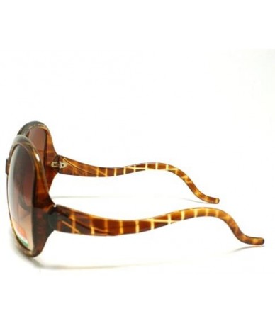 Oversized Womens Super Oversized Sunglasses with Unique Wavy Temples (5 Colors) - Brown - CS11CL7YFEJ $19.14