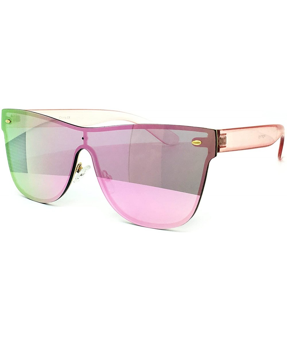 Semi-rimless 7155-1 Premium Oversize Rimless Shield Flat Matte Finish Mirror Sunglasses - Purple - CS18R9EW899 $28.16