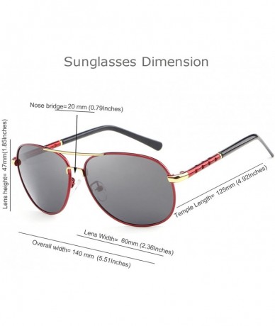 Sport Sunglasses for Men Women Aviator Polarized Unisex Metal Frame UV Driving - Red Frame/Black Lens - C1186DXTCUM $27.03