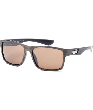 Goggle Men Retro Classic Wooden Rectangular Sports UV Protection Sunglasses - Brown - CF18WTI8QEO $37.54