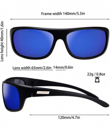 Wrap Polarized Sunglasses Baseball Running Softball - Rubber Black- 2-blue Mirror - CO19C0R27LR $24.40