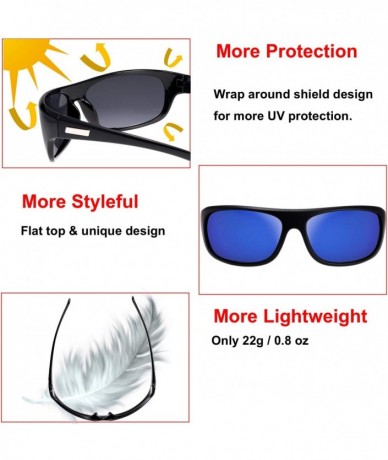 Wrap Polarized Sunglasses Baseball Running Softball - Rubber Black- 2-blue Mirror - CO19C0R27LR $24.40