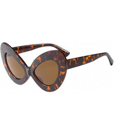 Oversized Women Ladie Oversized Butterfly Sunglasses Vintage Style Retro Shades - Leopard Frame+brown Lens - CI18E5EGNCZ $19.05