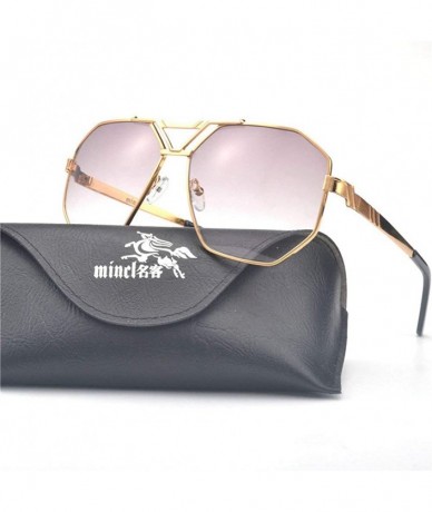 Square New Style 2018 Luxury Brand Designer Sunglasses Unisex Vintage Oversized Glasses - Brown - CP18LNQOL0S $23.18