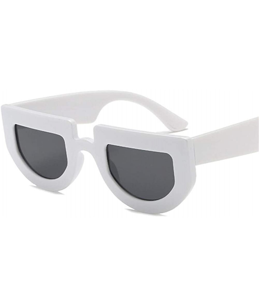 Oval Small Cat Eye Women Sunglasses Celebrity Sexy Sun Glasses Flat Top Lady Oval Sunglasses - Whitegray - CW1999COZ56 $20.53