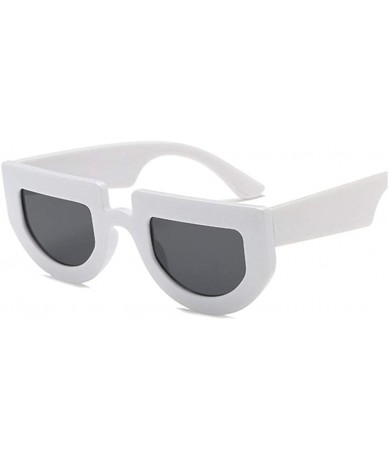 Oval Small Cat Eye Women Sunglasses Celebrity Sexy Sun Glasses Flat Top Lady Oval Sunglasses - Whitegray - CW1999COZ56 $20.53