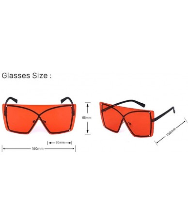 Oversized new fashion big frame frameless metal frame unisex brand fashion designer sunglasses - Grey - CM18X2ZIHG0 $27.42