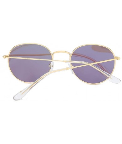 Oval Small Unisex Classic Vintage Round Mirror Lens Polarized Sunglasses LK1702 3447 - Gold/Blue - CW17AAWAH66 $25.08