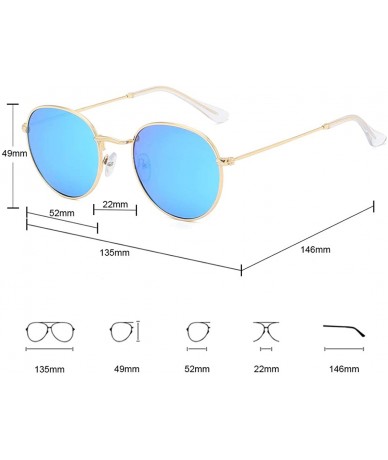 Oval Small Unisex Classic Vintage Round Mirror Lens Polarized Sunglasses LK1702 3447 - Gold/Blue - CW17AAWAH66 $25.08