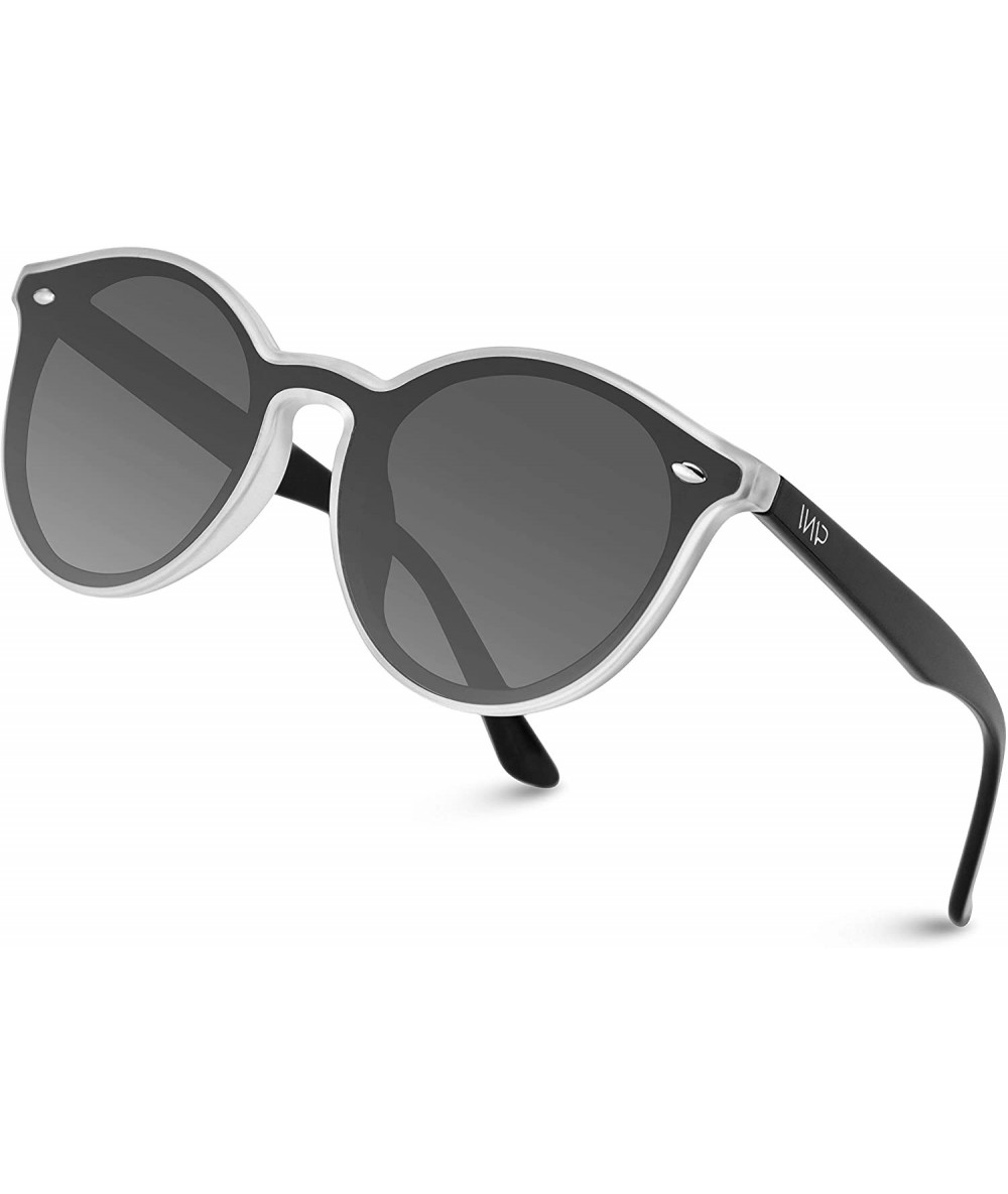 Round Premium Round Full Mirror Flat Lens Round Retro Sunglasses - Black Frame / Black Lens - CB18IGN7YE0 $26.67