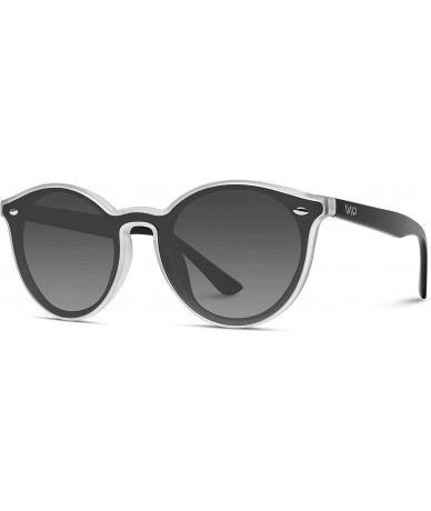 Round Premium Round Full Mirror Flat Lens Round Retro Sunglasses - Black Frame / Black Lens - CB18IGN7YE0 $26.67